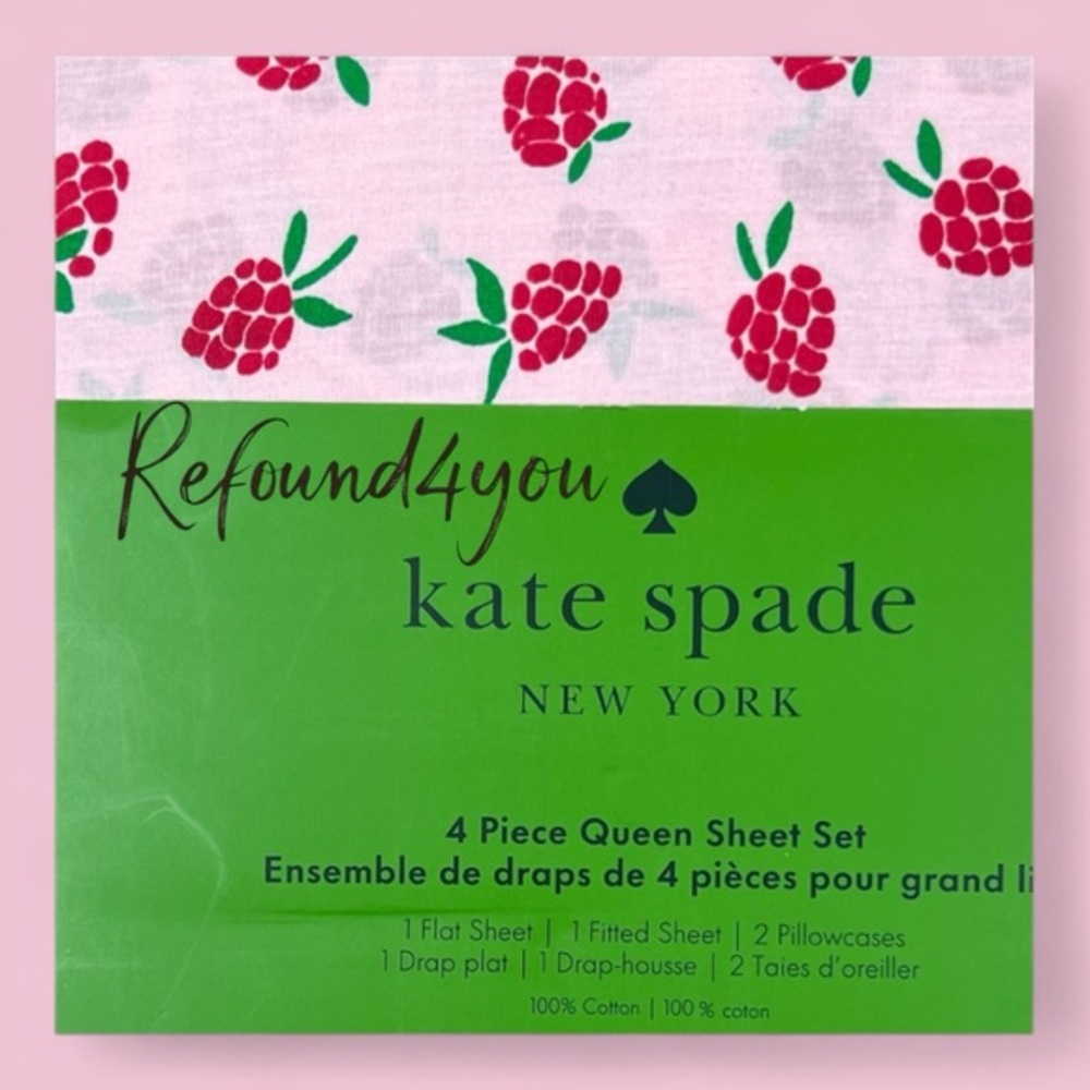 Kate Spade - ‘Raspberry on Pink’ Queen Sheet Set. NWT. Firm! No offers please!